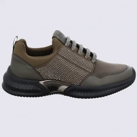 Baskets femme strass textiles cuir marron Igert Chaussures&Maroquinerie.