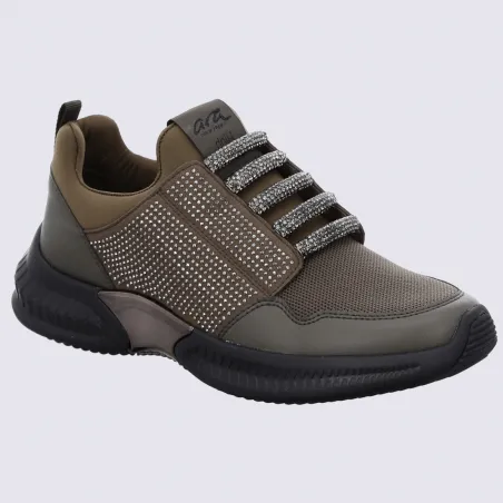 Baskets femme strass textiles cuir marron Igert Chaussures&Maroquinerie.