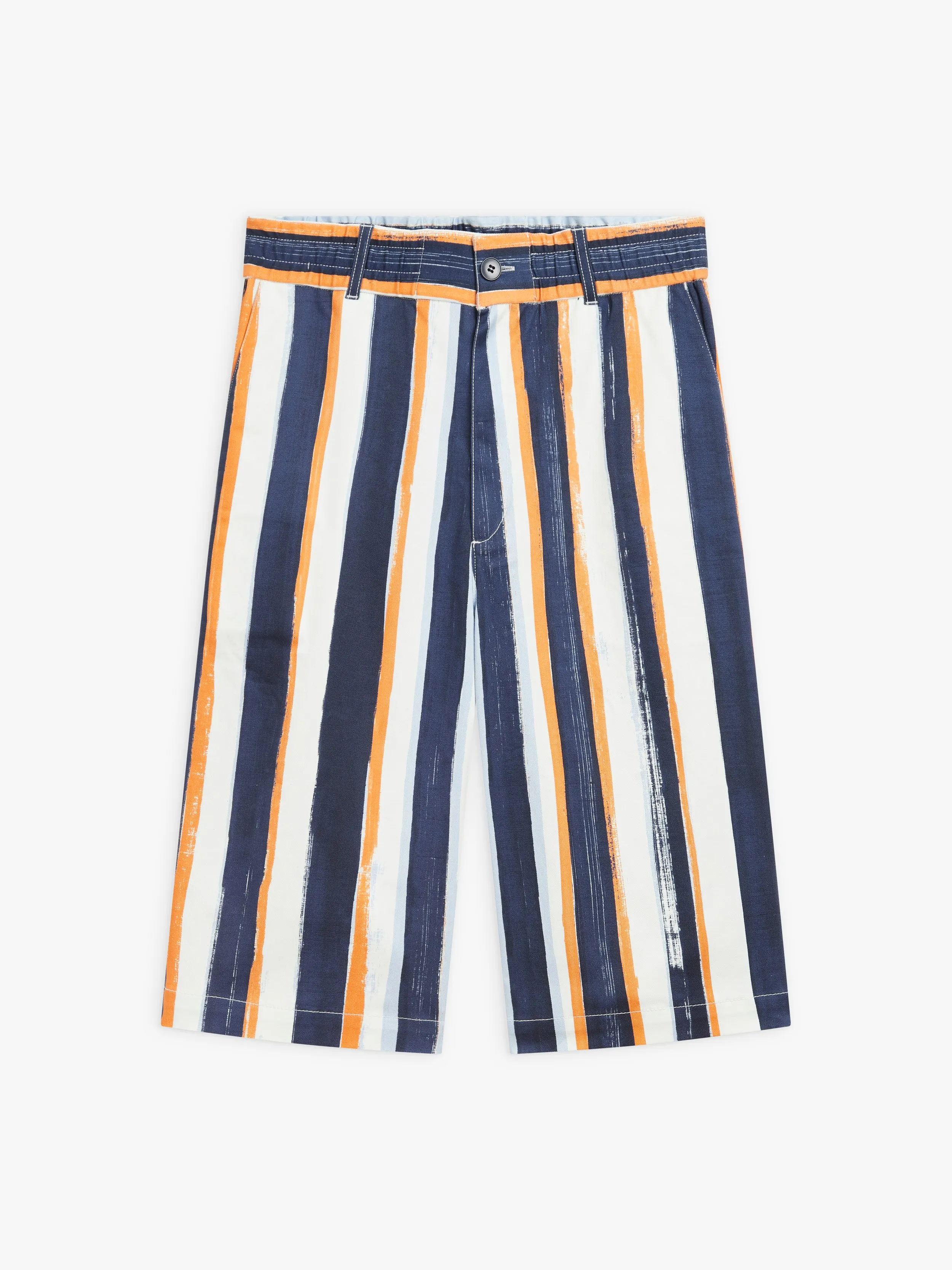 Vertical Blue Striped Cotton Bermuda Shorts