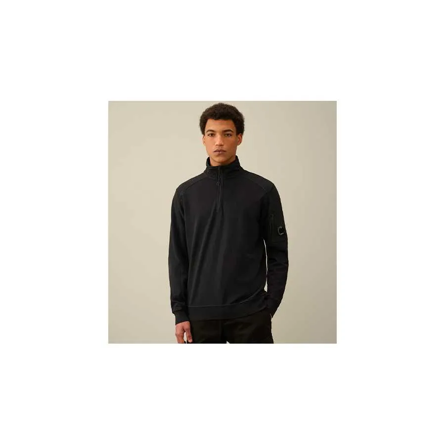 Black C.P Company Zip Neck Sweatshirt in Toulouse