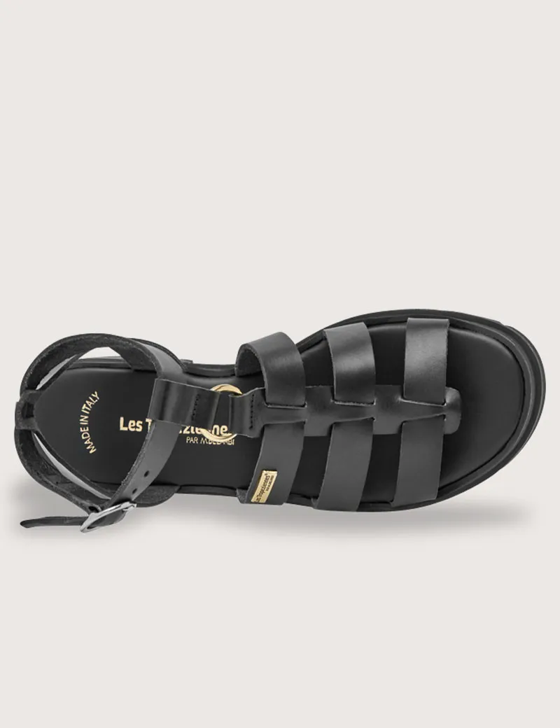 Black High Wedge Sandals Tobo.
