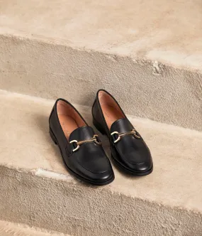 Black Leather Nelia Moccasins