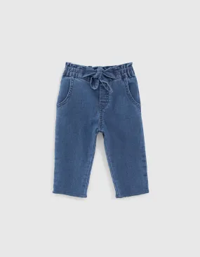 Blue Jean Medium Double Bow Belt Baby Girl