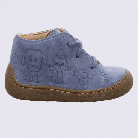 Blue leather low-top animal print unisex sneakers by Superfit Baskets | Igert Shoes & Leather Goods