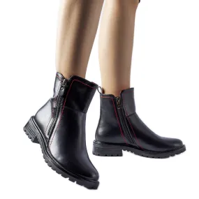 Black Boots with Decorative Red Thread Nereo the Black