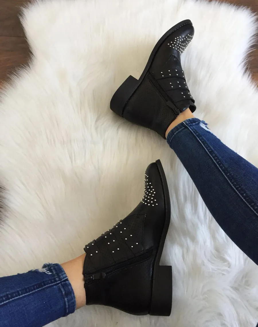 Black Studded Ankle Boots