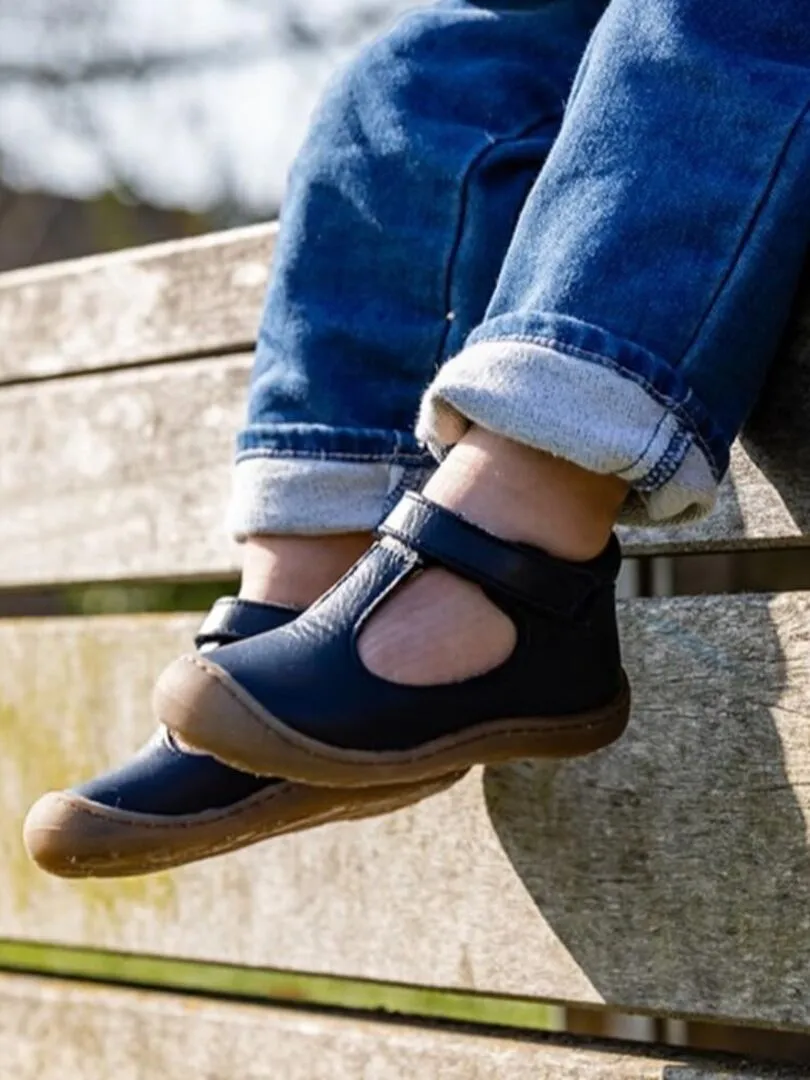 Cuir Poppy Navy Blue First Steps Sandals