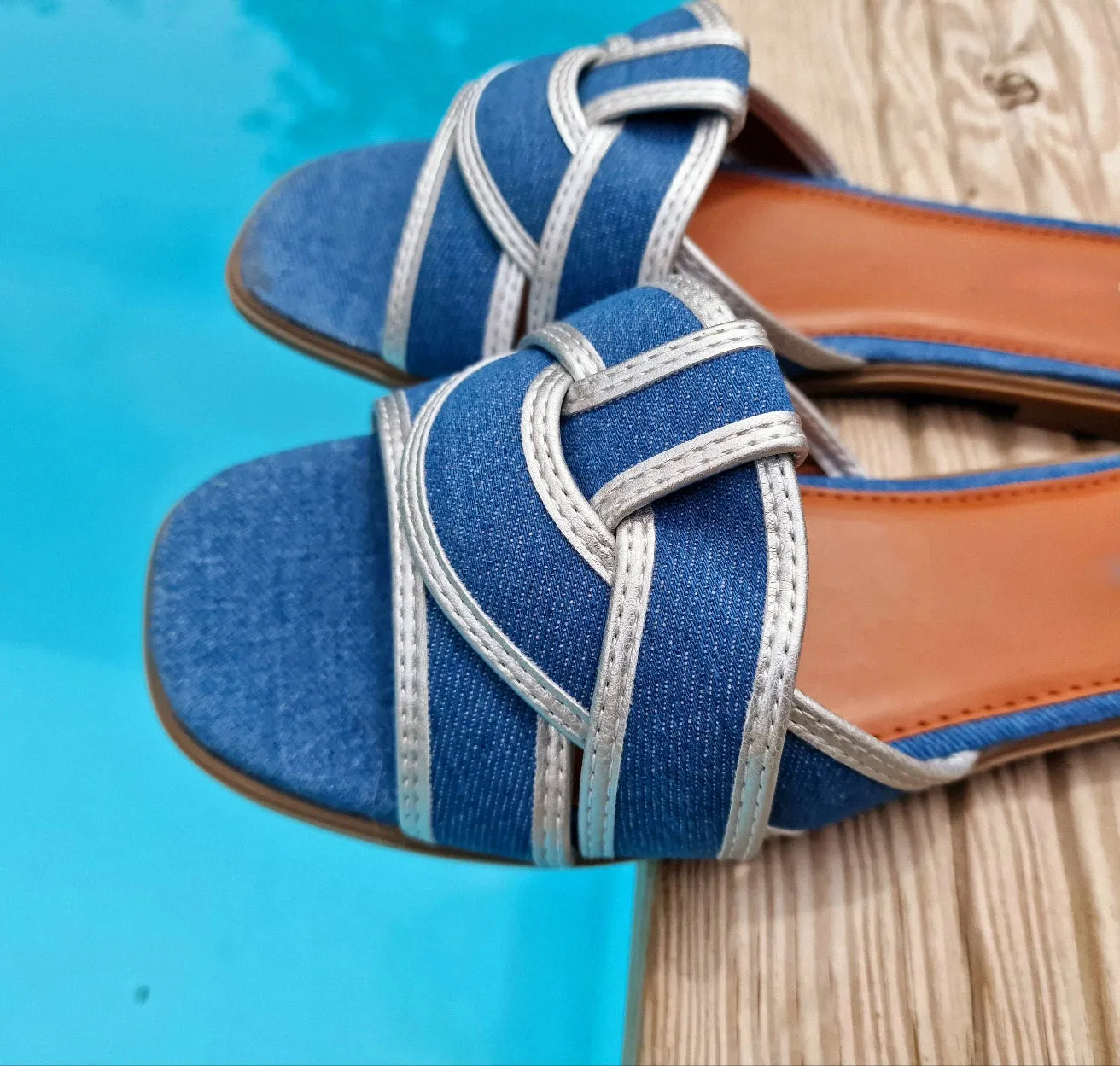 Denim Jean Canvas Mules