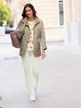 Drawstring Jacket with Waist and Hem