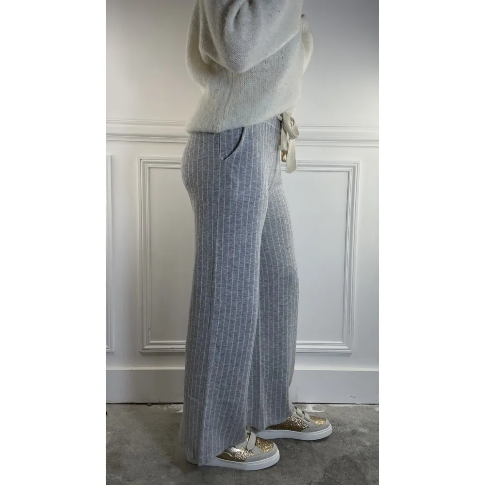Gray Striped Jogging Pants