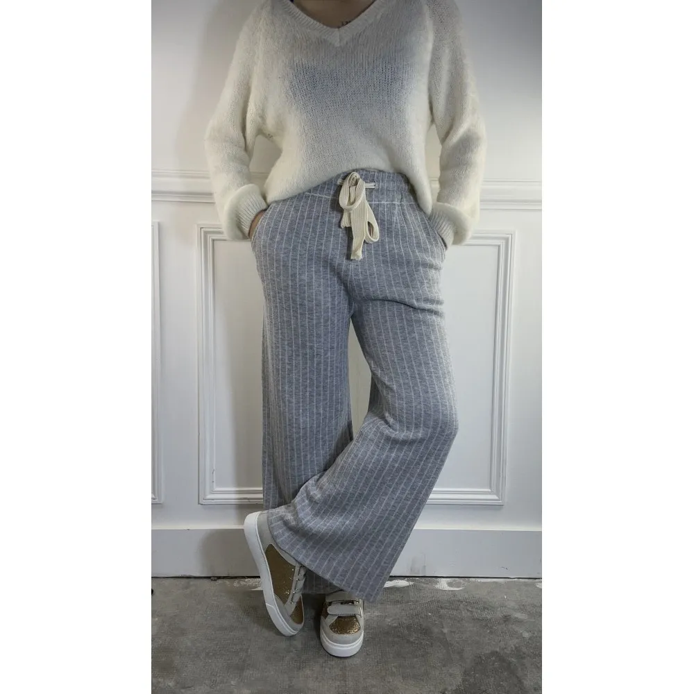 Gray Striped Jogging Pants