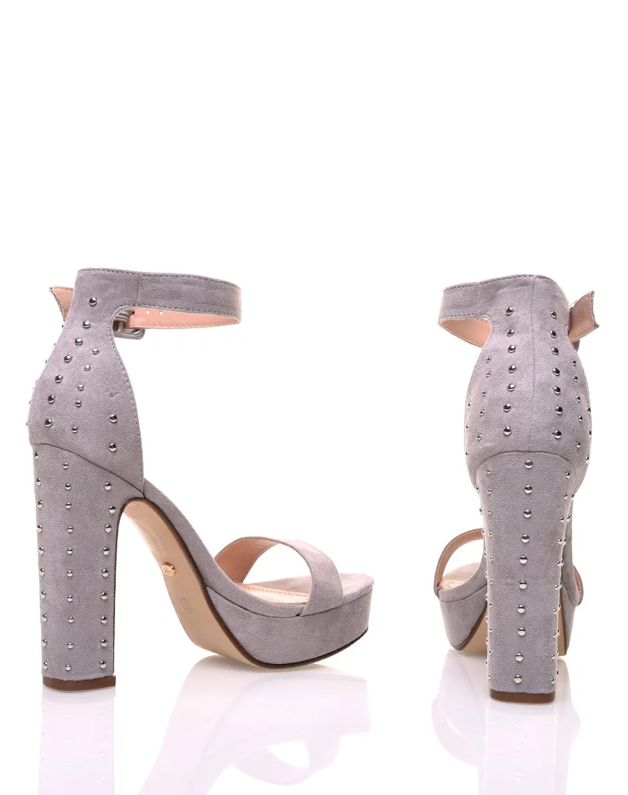 Gray Studded Platform Sandals