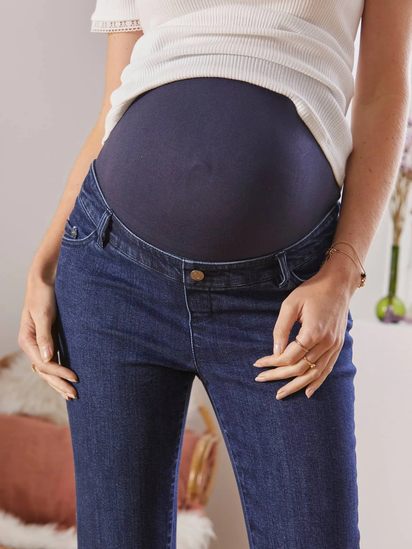 raw denim seamless maternity belly band 7/8 - Vertbaudet