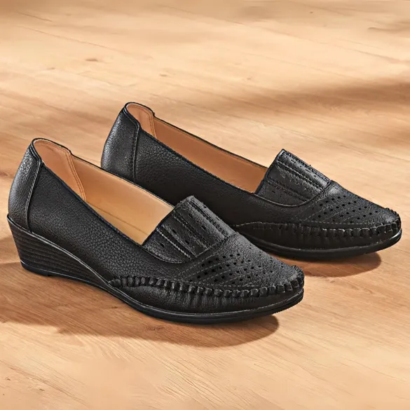 Mocassins noirs en cuir véritable