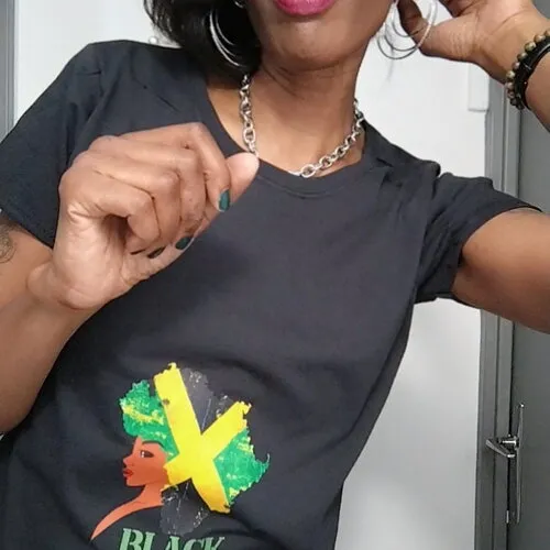 Black Are Beautiful Black Cotton Women's T-shirt Size 40