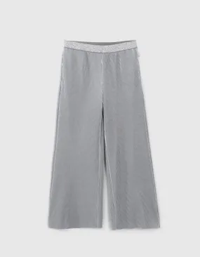Wide Silver Pleated Pants for Girls