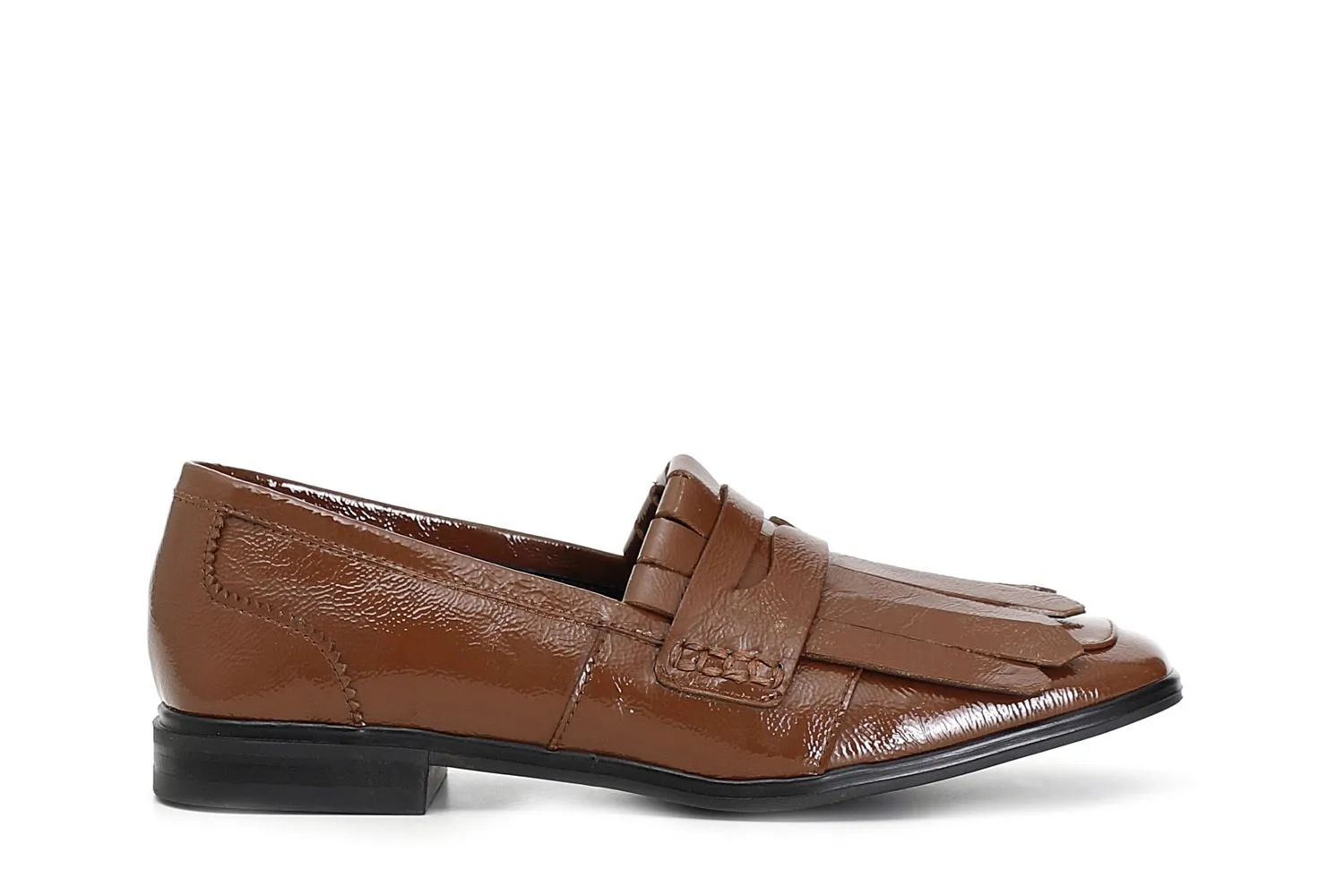 Patent leather moccasins with fringe - CafèNoir