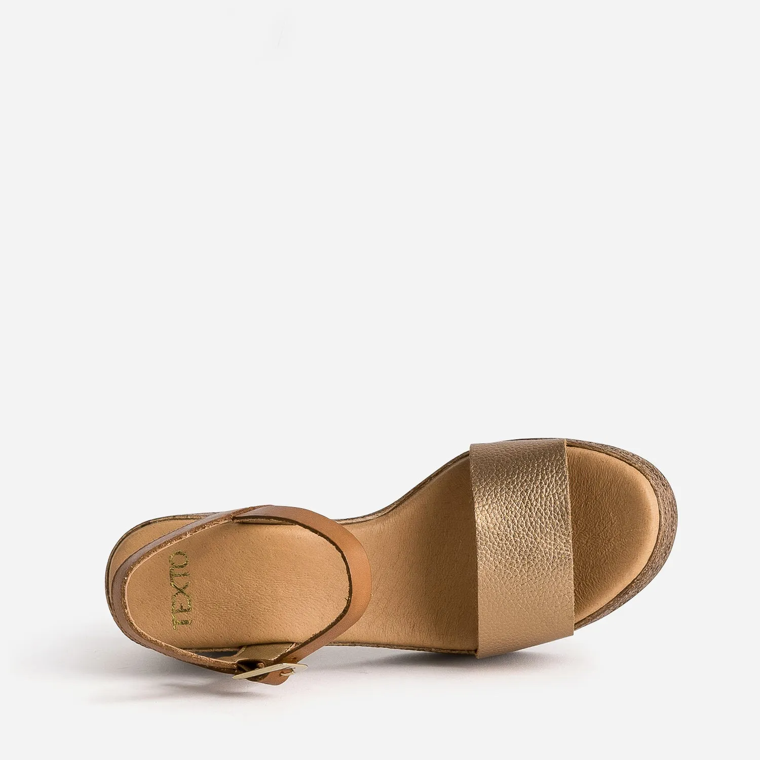 Brown Metallic Leather Heeled Sandals for Women by ERAM