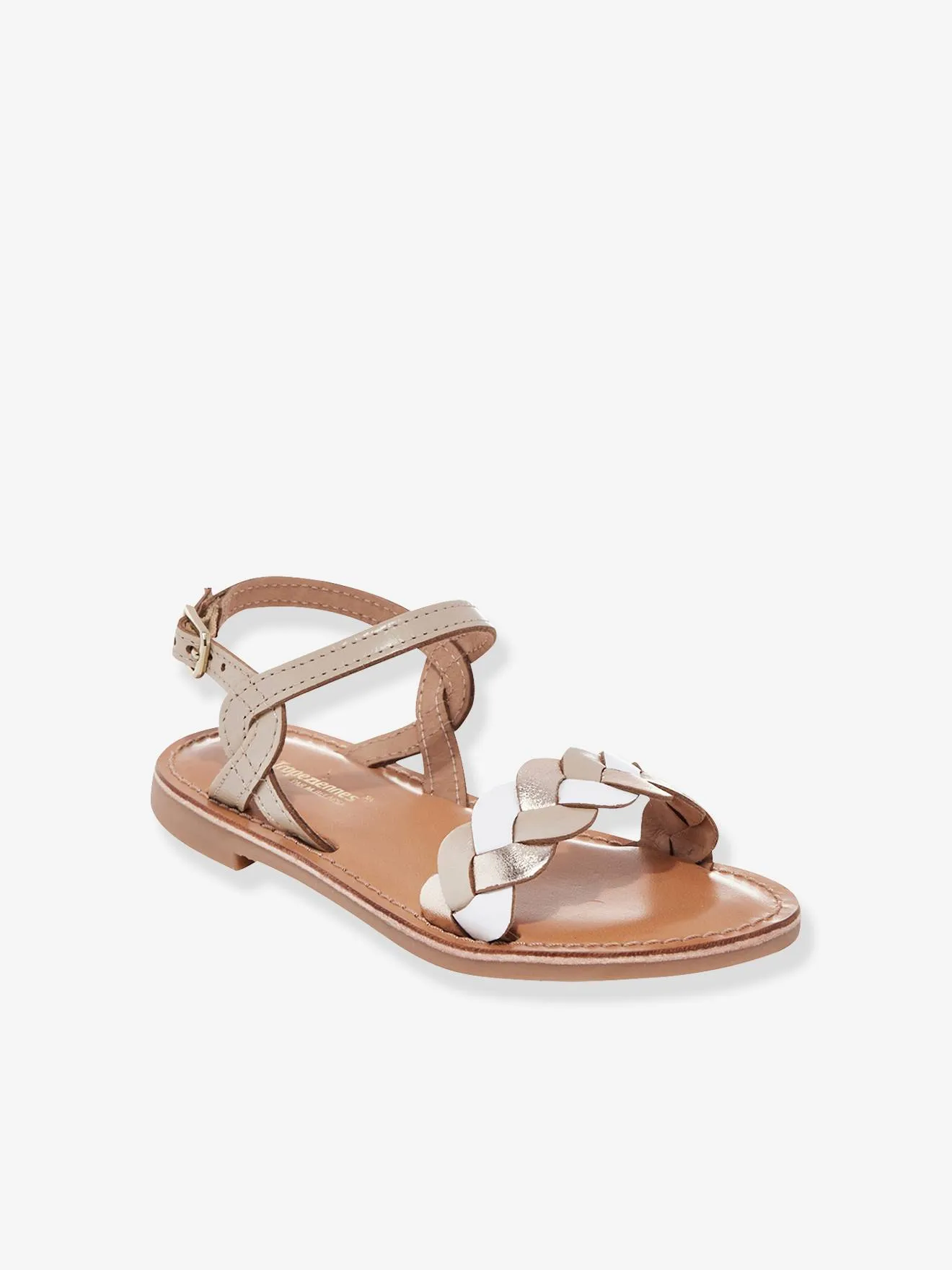 Bonbon LES TROPEZIENNES® PAR M. BELARBI Beige Printed Leather Kids Sandals - Les Tropéziennes