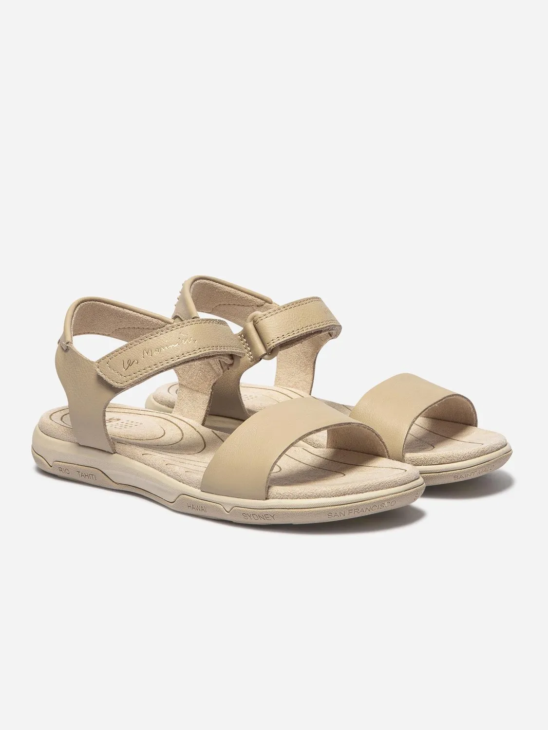 Light Beige Leather Women's Sandals tbs