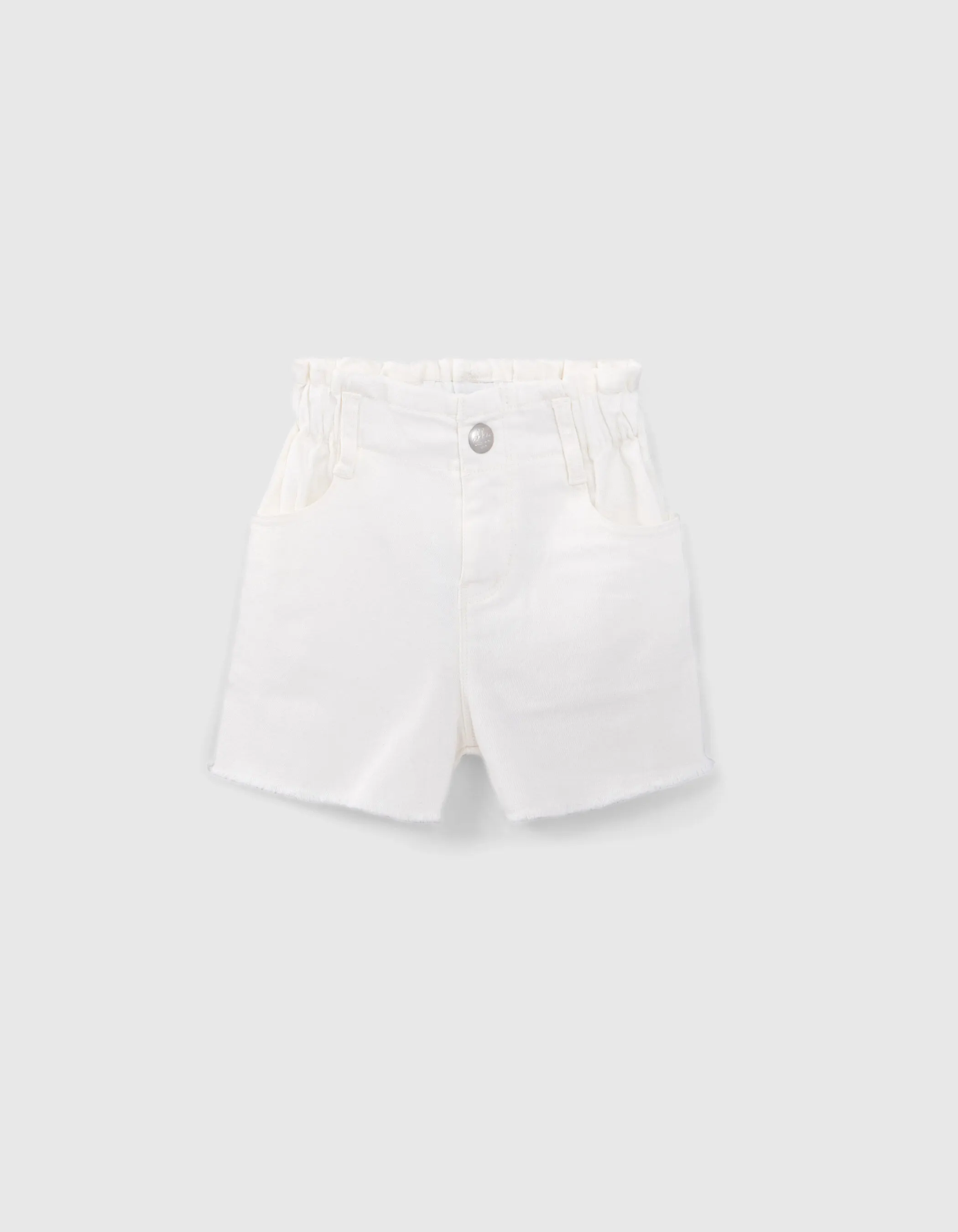 Girls' Light Blue Denim Shorts with Embroidered Straps