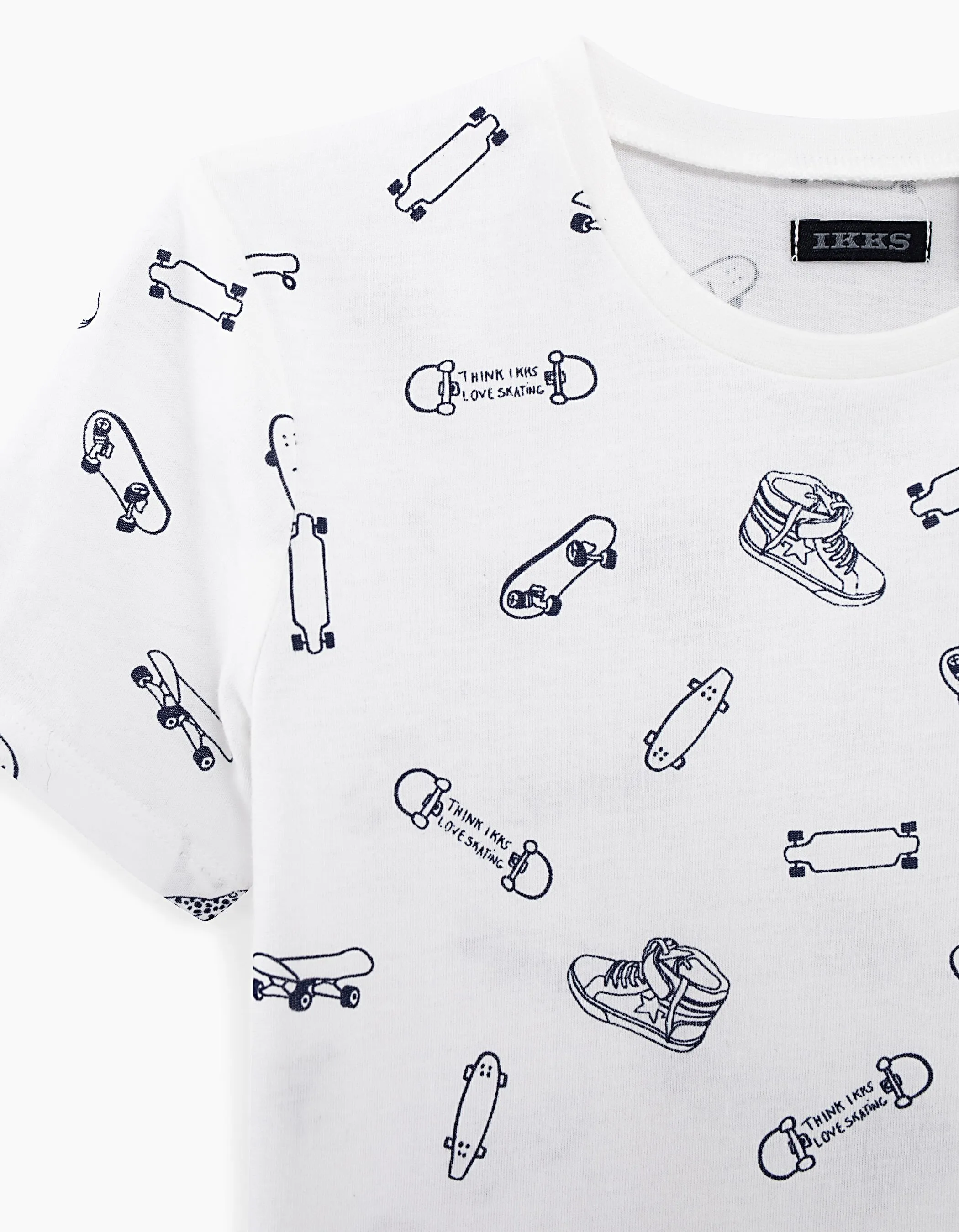 Boys' Skate Printed and Baskets Ivory Tee-Shirt