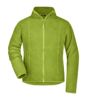 Women's Lime Green Zip-Up Fleece Jacket - JN049